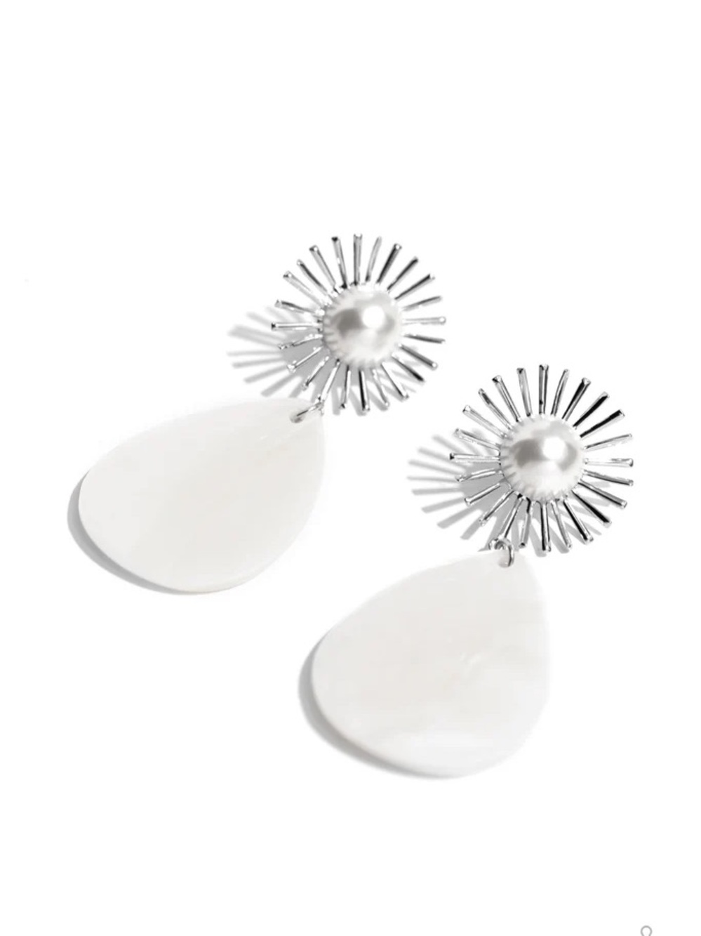 Sunburst Sophistication White Post Earring